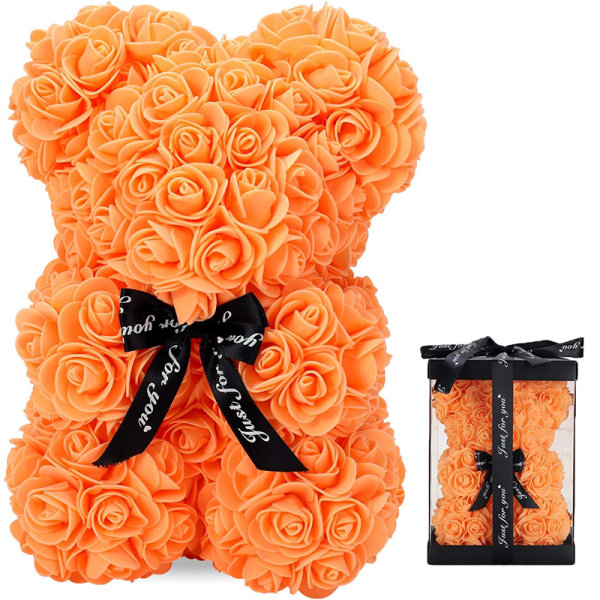 Alla hjärtans dag presenter till henne, Rose Bear Rose Teddy Bear Orange