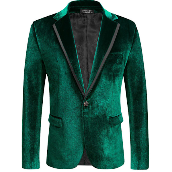 Sammetskavaj Slim Fit Kostymjacka Herrar Kostym Formell Kvällsklänning green L