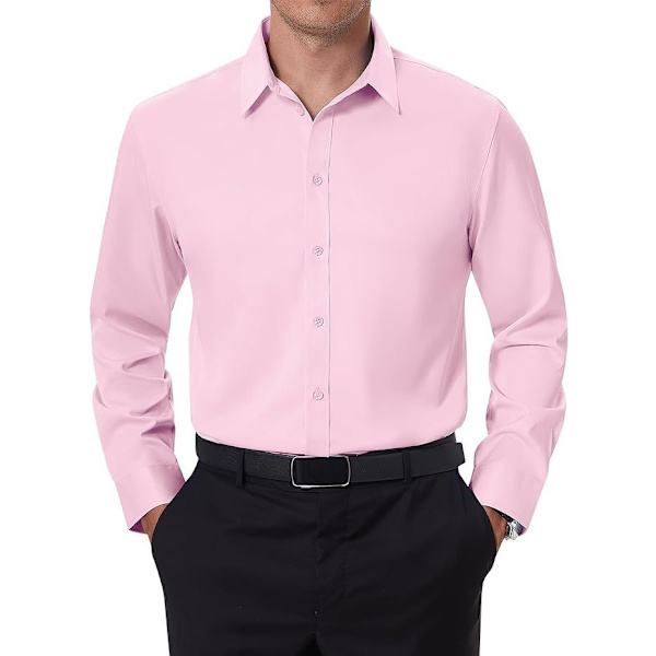 Miesten Pukeutumispaidat Ryppyynkestävät Pitkähihaiset Napit pink 44