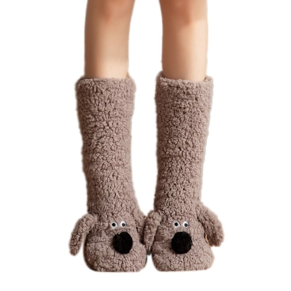 Damtofflor Fuzzystrumpor, Mysiga Varma Vinterfleece Halksäkra Hemstrumpor grey