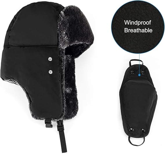 Vintermössor för Kvinnor Män Trapper Ushanka Hatt med Öronlappar black