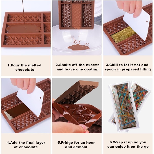 12 Hul Chokoladebar Form Dyb med Poser Skraber Style2