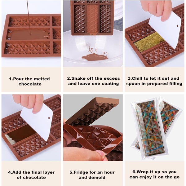 Chokladform med 12 Fack, Djup, med Påsar och Skrapa Style2
