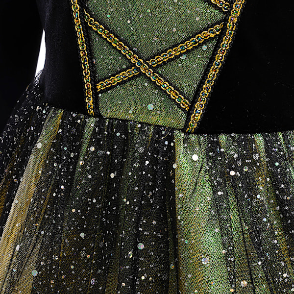 Halloween Cosplay Klänning för Flickor med Glittrande Puffärmar och Prinsessdesign, Inkluderar Väska 120cm