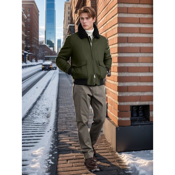 Herrar Zip Up Vintertröja Varm Fleecejacka green M
