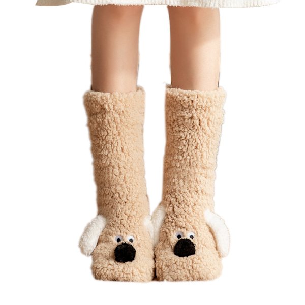 Dames Fuzzy Toesko, Koselig Varm Vinter Fleece Anti-Skli Hjemmesokker light brown