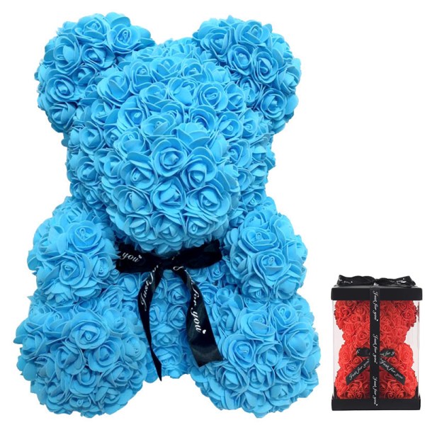 Alla hjärtans dag presenter till henne, Rose Bear Rose Teddy Bear Blue