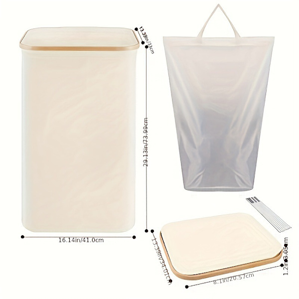 Soppromper til soverom med lokk, 105L Stor Vaskbar Avtakbar Beige
