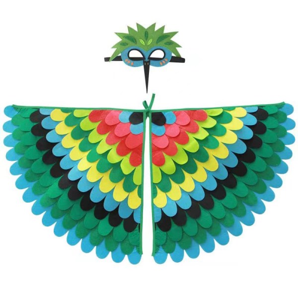 Ugglapåfågelvingar Fågelkostym med mask Fest Cosplaydräkt för barn color15