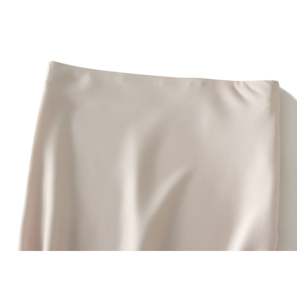 2 st Kvinnors Satinskjort, Hög Midja, Långa Kjolar för Kvinnor beige M
