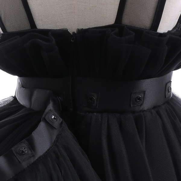 Spetsklänning med volanger för babyflickor, festklänning för bal Black 130cm
