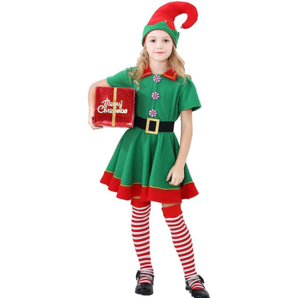 Kids Holiday Elf Costume Dress and Hat Elf Costume Girl 130