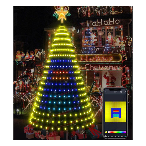 Smarta julgransbelysningar med fjärrkontroll och APP-kontroll RGB-färgskiftande vattentäta ljusslingor 1.2m