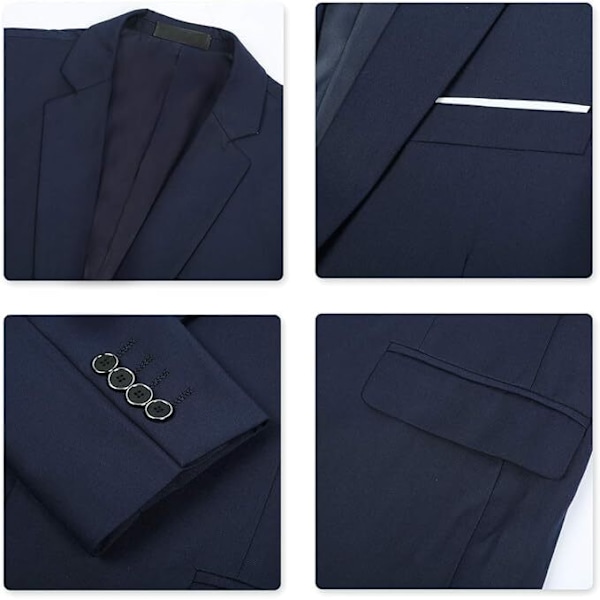 Miesten Slim Fit 2-osainen Business-puku, Takki, Housut navy blue M