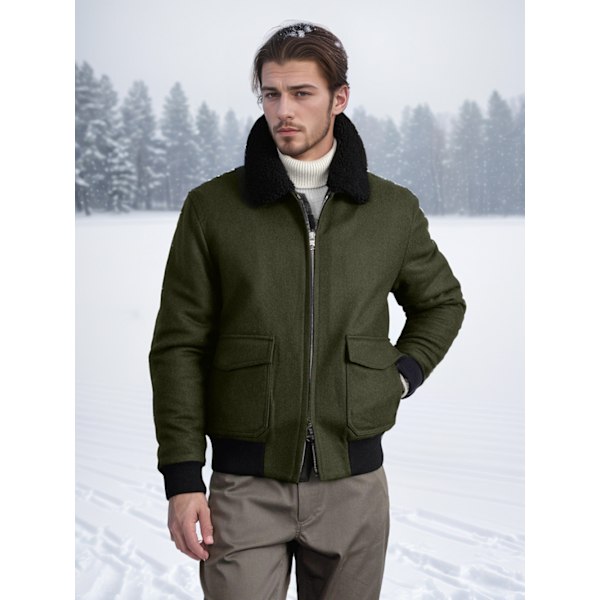 Herrar Zip Up Vintertröja Varm Fleecejacka green XXL