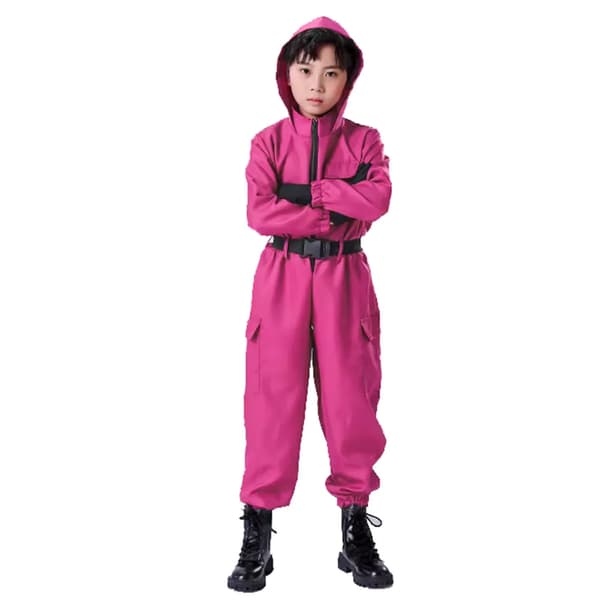 Squid Game 2 Barn Vakt Jumpsuit Med Mask Clothes+triangular mask 110