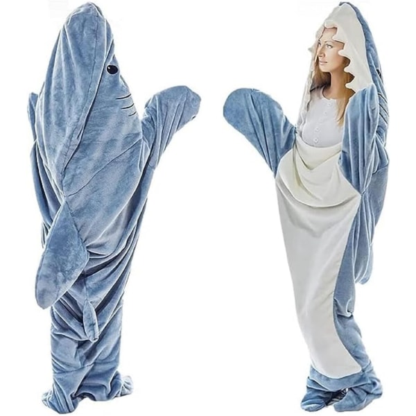 Shark Blanket Hoodie Vuxen, Shark Blanket Super Soft Mysig Flanell Hoodie blue XL
