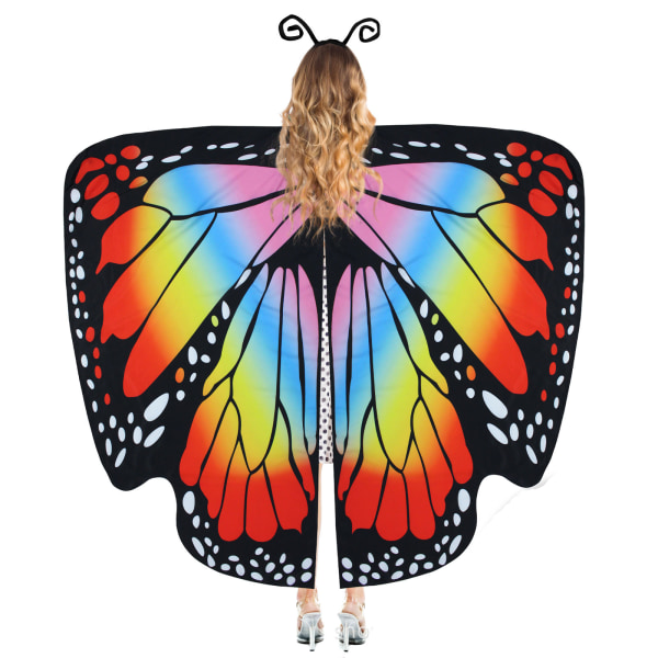 Butterfly Wing Cape Sjal med spetsmask och pannband color3