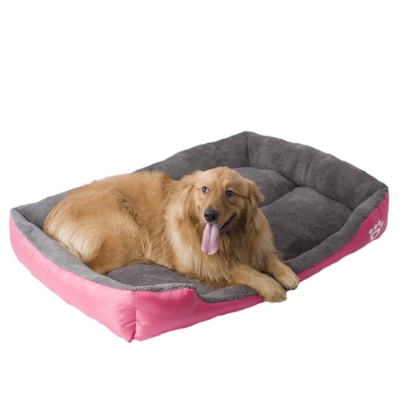 Rektangel tvättbar hundsäng, värmande bekväm fyrkantig husdjurssäng Pink 3XL