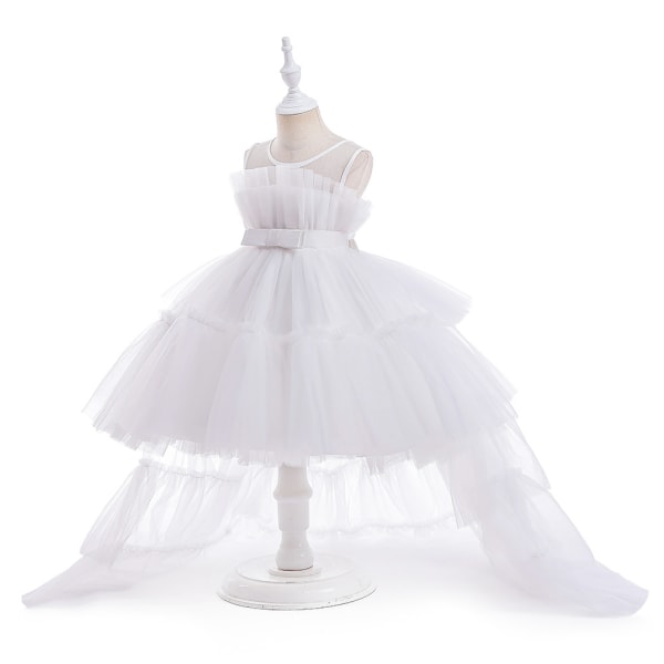 Spetsklänning med volanger för babyflickor, festklänning för bal White 120cm