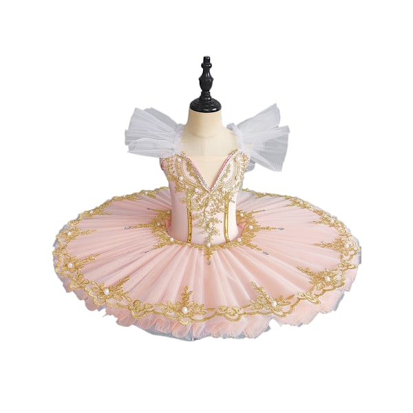 Pige Ballet Leotard med Stift Tutu Camisole Skørt orange 130cm