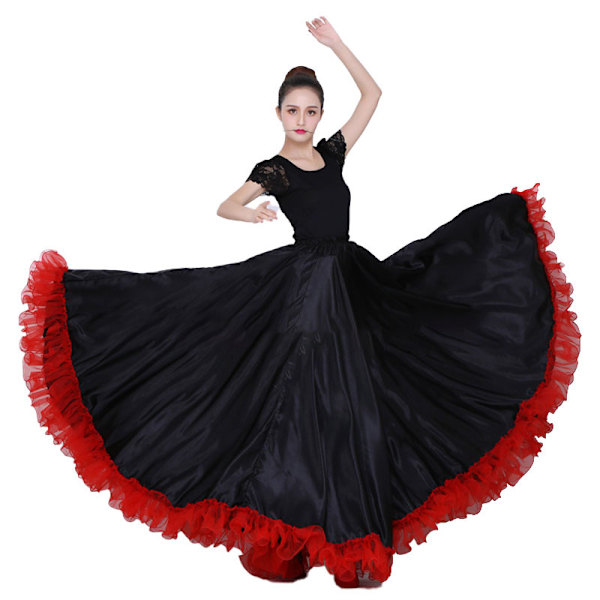 Elegantti tanssikilpailun pitkä helma tanssimekko latinalaiseen tanssiin black