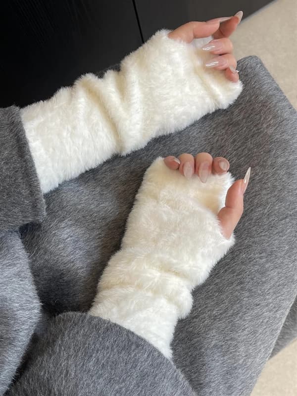 Armvarmere for kvinner Vinter Søte Fingerløse Hansker white