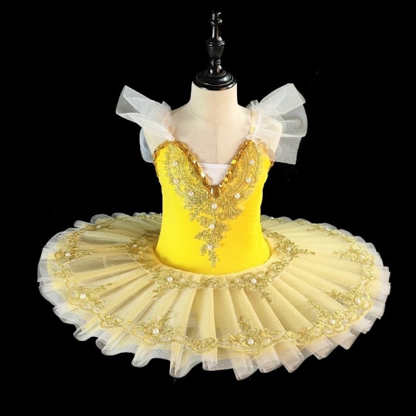 Balettimekko Tytöille Lapsille Romanttinen Tutu Esitysvaatteet Ballerina Mekko yellow 140cm