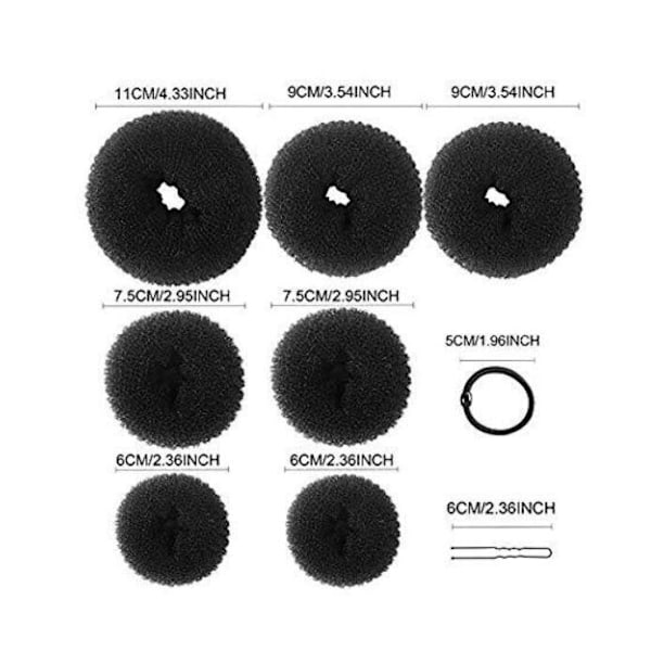 Hår-Donuts för Bun, Ballet Bun Maker för Barn, 7 st black