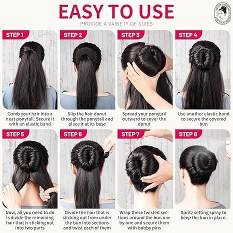 Hår-Donuts for Buns, Ballerina-Bun-Maker for Barn, 7 stk black