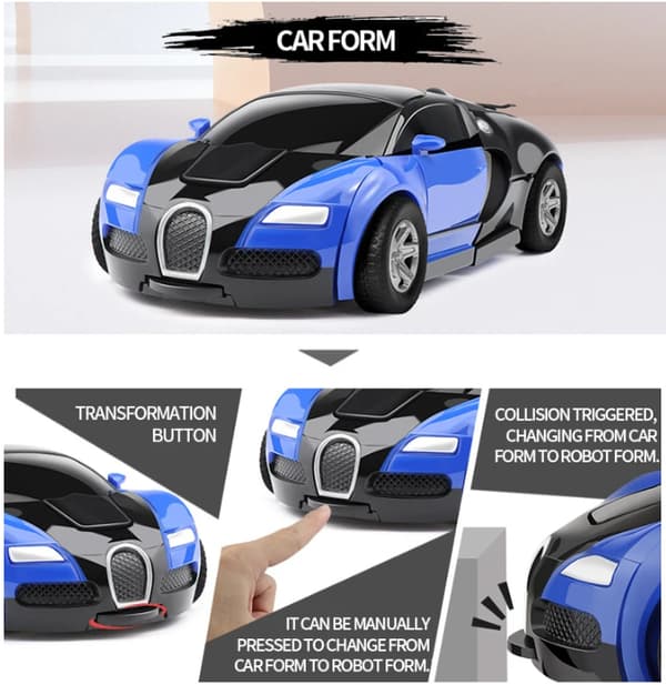 Transformationsmodelbil Automatisk Deformation Tryk Legetøjs Racerbil Legetøj blue