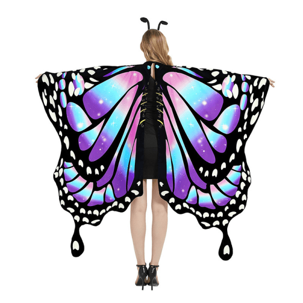 Butterfly Wings Vuxen, 3-delad Set Butterfly Cape, Cosplay Fancy Dress Colorful