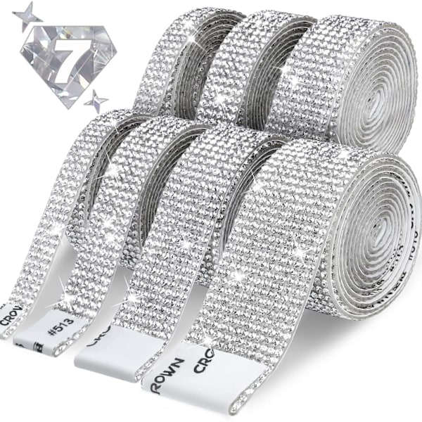 Rhinestone-band 7 rullar 7 meter självhäftande diamant Bling Rhinestones-remsor