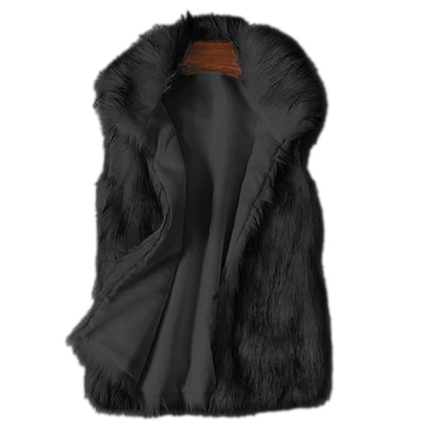 Vinterjacka för kvinnor i konstpäls, ärmlös black XL