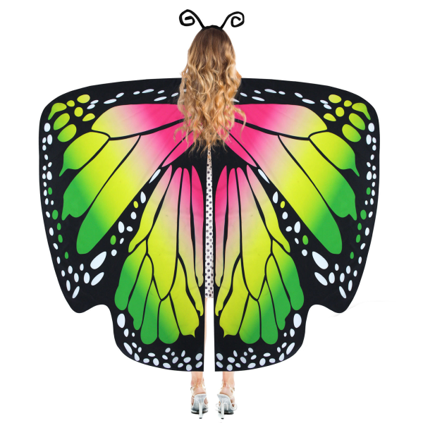 Butterfly Wing Cape Sjal med spetsmask och pannband color2