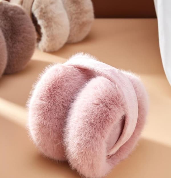 Öronmuffar Vinter, Öronvärmare Fällbara Mjuka Plysch Öronmuffar pink