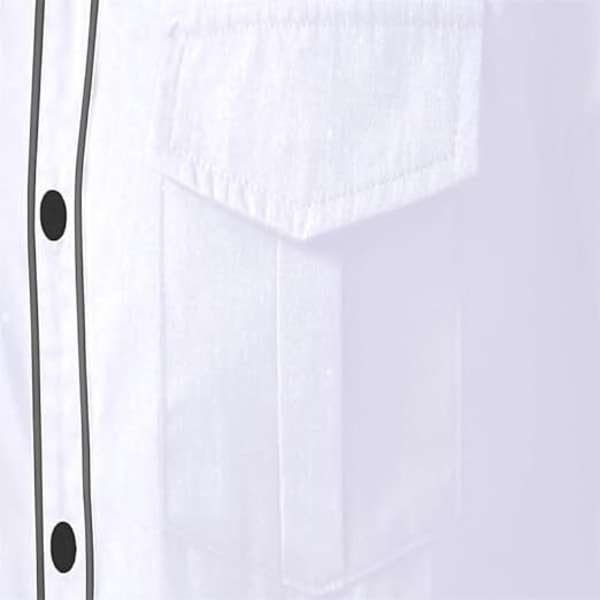 Herr Casual Button Down långärmade broderade skjortor White 1 M