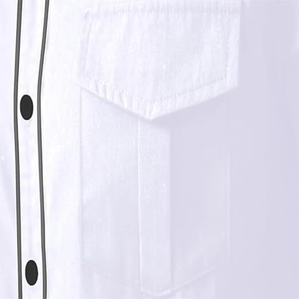Miesten rento pitkähihainen napitettu paita, jossa on brodeeraus White 1 XL