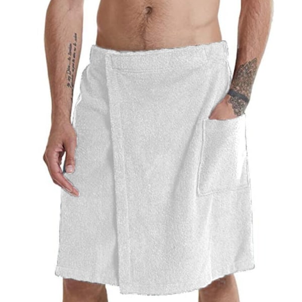 Mænds Badekåbe i Bomuld med Justerbar Lukning - Bruse- og Badewrap White XL
