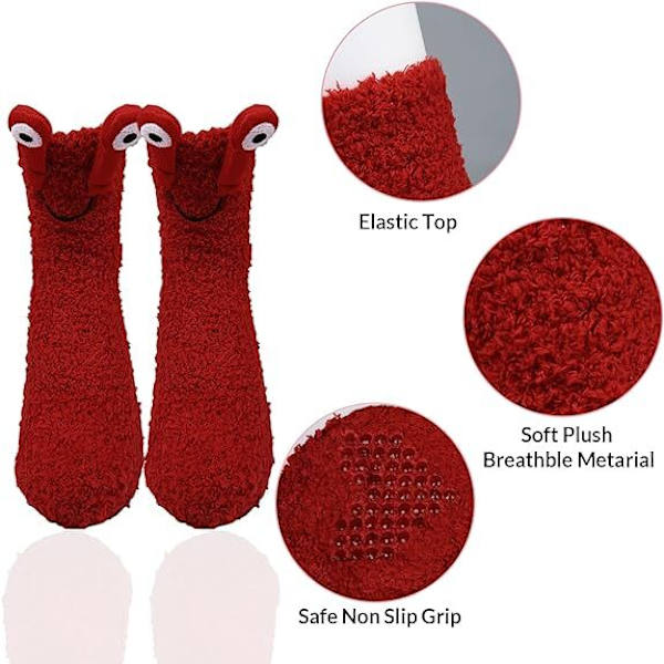 Dame Fuzzy Sokker med Grips Myke Fluffy Toppsokker red