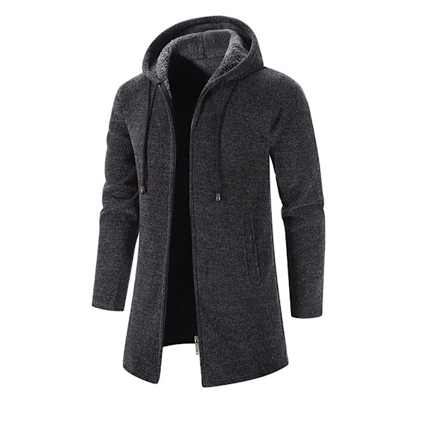 Mænds Behagelig Ensfarvet Lynlås Strikket Cardigan dark grey L