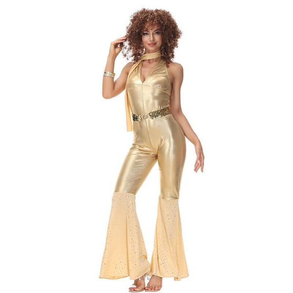 Vintage Party 70-luvun ja 80-luvun Hipit Asut Cosplay Haalarit Karnevaaliasu gold M