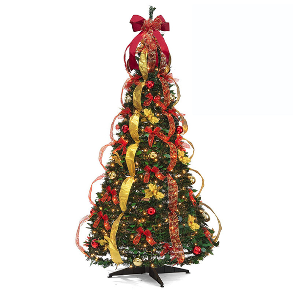 6FT Pop Up julgran med ljus, förbelysta konstgjorda julgranar (H)120*(W)30cm