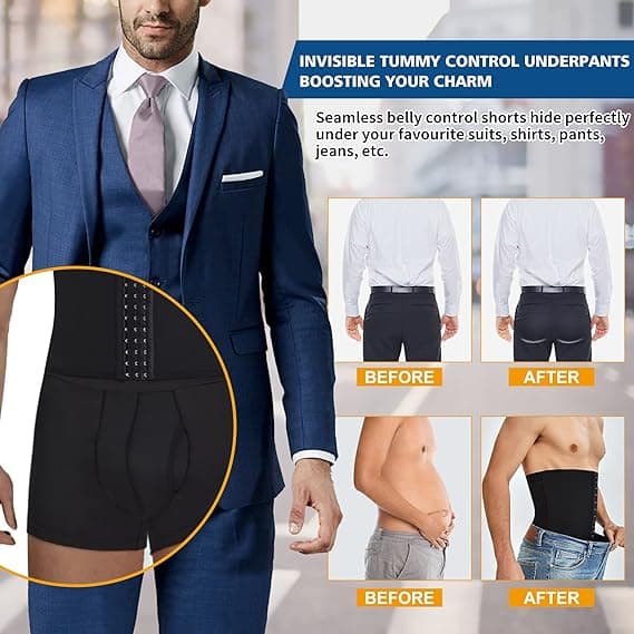 Herre Magekontroll Shorts Høy Midje Slankende Kroppsshaper 3XL