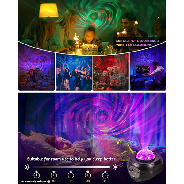 Stjernehimmel Galaxy Lampeprojektor LED Nattelys Med Fjernkontroll