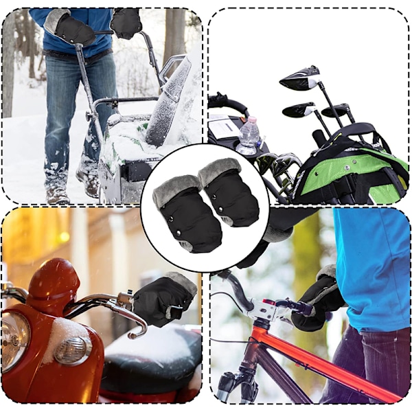 Fleece Stroller Håndvarmer, Vinter Anti-Frost Hansker til Babyvogn black