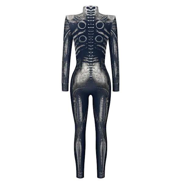 Halloween-asu Naisten Luuranko Cosplay Catsuit Hyppyasu black L