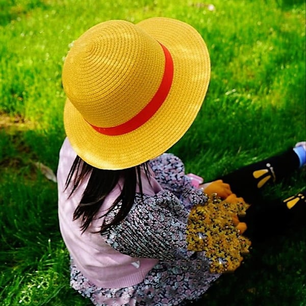 Hatt av halm - Madeline-hatt - Cosplay Monkey D. Luffy - Sceneprop - Gule halmhatter Kids Head Circumference 52 cm