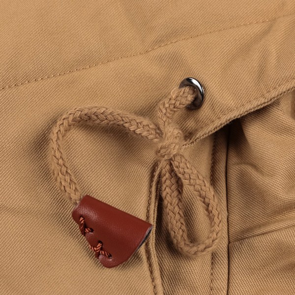 Herrar Vinterjacka Fleecefodrad Tjock Arbetsjacka Varma Cargojackor med Huva khaki 4XL