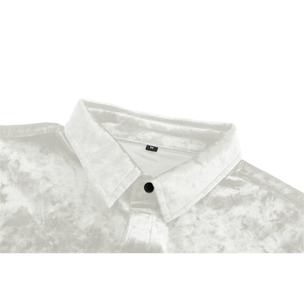 Klänningskjortor för män Sammet långärmade skjortor WHITE 2XL
